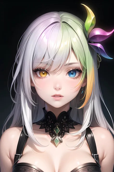 upper body, solo, close up of a beautiful face, intricate detail, <<left eye yellow|red|green|blue|pink|purple|orange|white|black>>, <<right eye yellow|red|green|blue|pink|purple|orange|white|black>>, (heterochromia:1.3), <lora:heterochromia-LoRA:1.2>