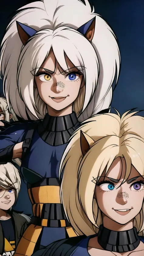 <lora:pumasisters2:0.8> pumasisters, (2girls:2.0), multiple girls, animal ears, big hair, long hair, (blonde hair:1.15), smirk, BREAK, <lora:Heterochromia_h4.v2:0.8> heterochromia, one eye yellow, one eye blue, <lora:add_detail:0.3> <lora:hairdetailer:0.3>...