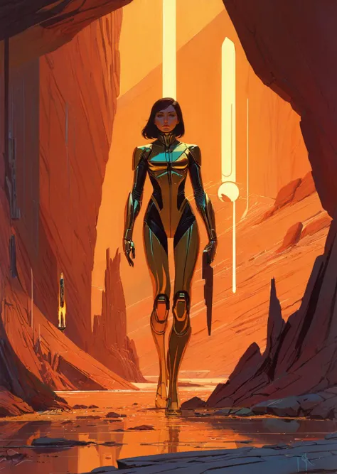 concept art by syd mead ,  high-quality 4k hd, flat-color cartoon artwork in jmst artstyle, moebius
1girl ,  exploring  a cave
torch 
retro futuristic, sci-fi
wall paintings 
   <lora:concept_art_syd_mead:0.8>
 <lora:SDXL1.0_Essenz-series-by-AI_Characters_...