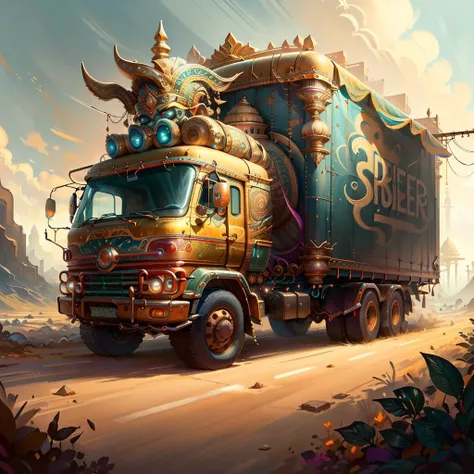 <lora:MahabharataPunkAI:.8> MahabharataPunkAI truck