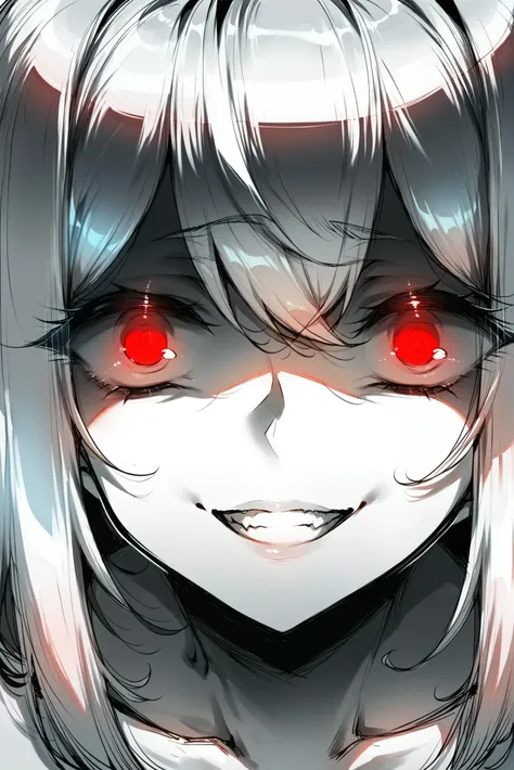 anime girl with red eyes and a devil nose