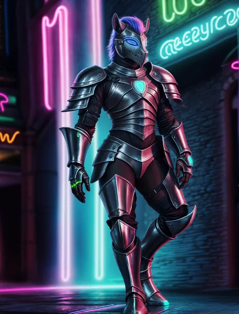 male knight, armor, (neon markings:1.2), hair, pose, neon lights , 4k