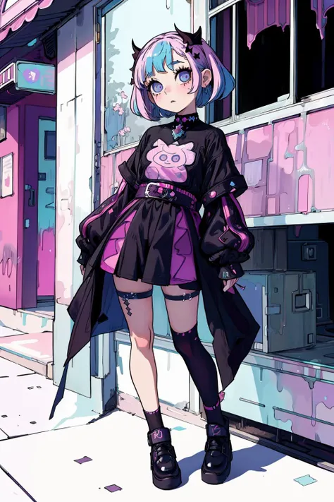 ((best quality, masterpiece)), ((style-swirlmagic):0.25),
1girl, pastel goth,  full body, 
<lora:more_details:0.5> <lora:EnvyPastelGoth01-sd15:1>