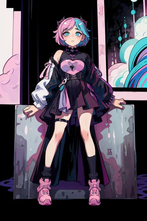 ((best quality, masterpiece)), ((style-swirlmagic):0.25),
1girl, pastel goth,  full body, 
<lora:more_details:0.5> <lora:EnvyPastelGoth01-sd15:1>