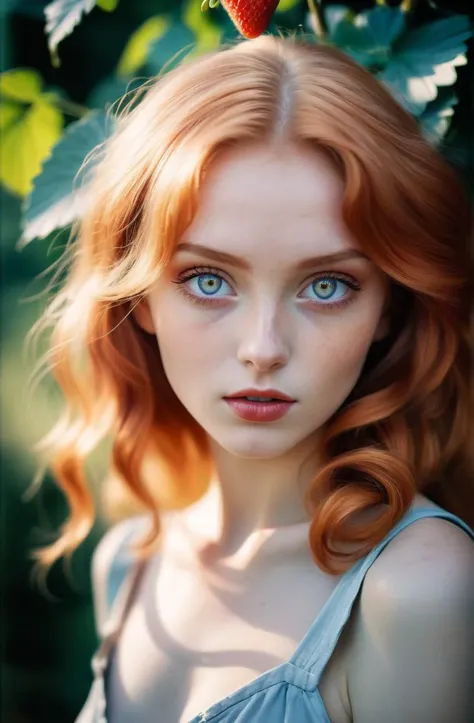 instagram picture of lovesome 20 years old young woman, semirealistic photograph by Julia Margaret Cameron, sparkling eyes, sexy clothes, autumn, happy to see you, cute, (artsy, colorful), light makeup, lovely, â¤ï¸, day, vivid, strawberry blonde hair, a...