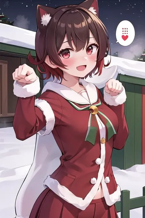 masterpiece,best qualitiy,high detail, mutsuki_kantaicollection <lora:mutsuki_kantaicollection:0.7>,upper body,smile,present box,santa costume,winter,outdoor,snow,spoken heart,speech bubble,text,blush,paw pose