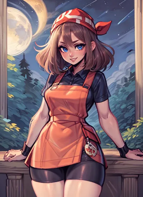 ((best quality)), ((highly detailed)), , (1girl), close-up, dynamic pose, cowboy shot, (((very wide shot))), ((pinafore dress, <lora:EraseGroinSkirt:1>)), <lora:hairdetailer:.8>, <lora:may_pokemonGoofyAI:.9>, may pokemon, brown hair, medium hair, blue eyes...