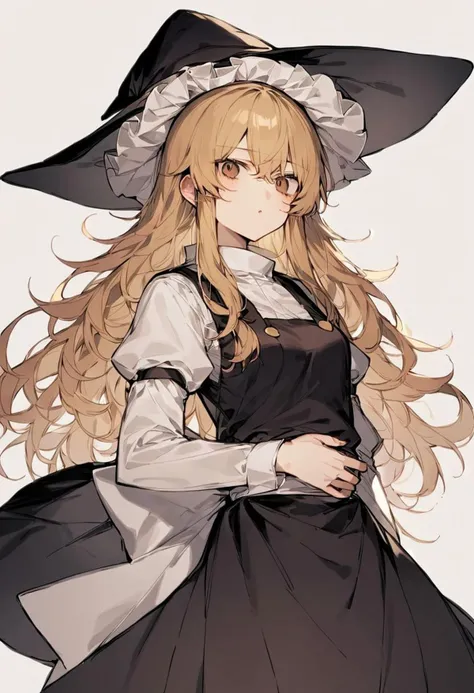 bwf, 6zg, score_9, score_8_up, score_7_up, source_anime, rating_safe, rating_questionable, 1girl, solo, kirisame marisa, witch hat, blonde hair, hazel eyes, touhou