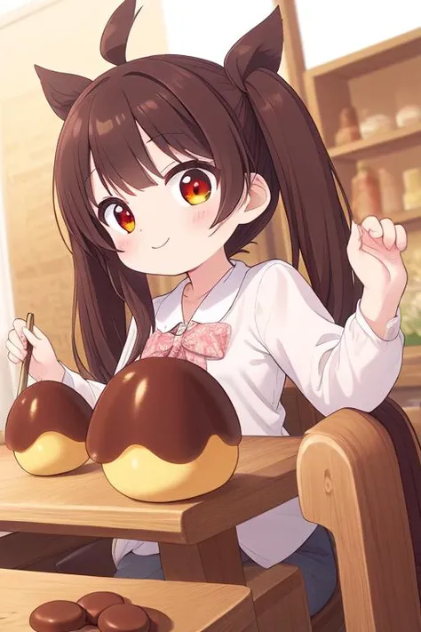 masterpiece, best quality,ultra detail,chibi,a girl,happy, holding kinoko <lora:kinoko-001:0.9>chocolate,mushroom