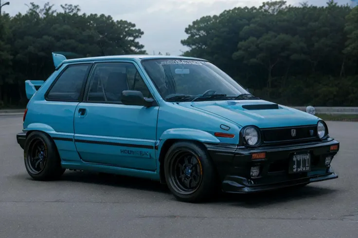 (best quality, masterpiece),  photo of a honda_city, <lyco:honda_city_v10:0.65>, widebody sports car, large box fenders, deep dish rims, ground vehicle, motor vehicle, <lora:conceptWB_v1:0.85>