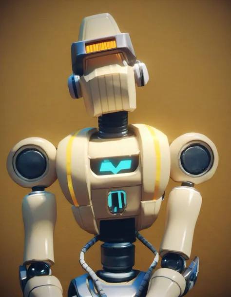 there is a robot that is standing up with a head on