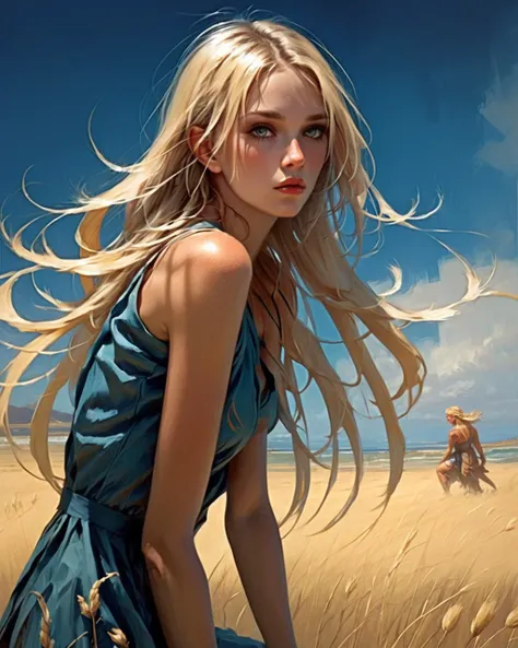 1  girl,   blonde , wind,  leaning forward , epic, shadow
Peter Mohrbacher
(best quality, masterpiece)