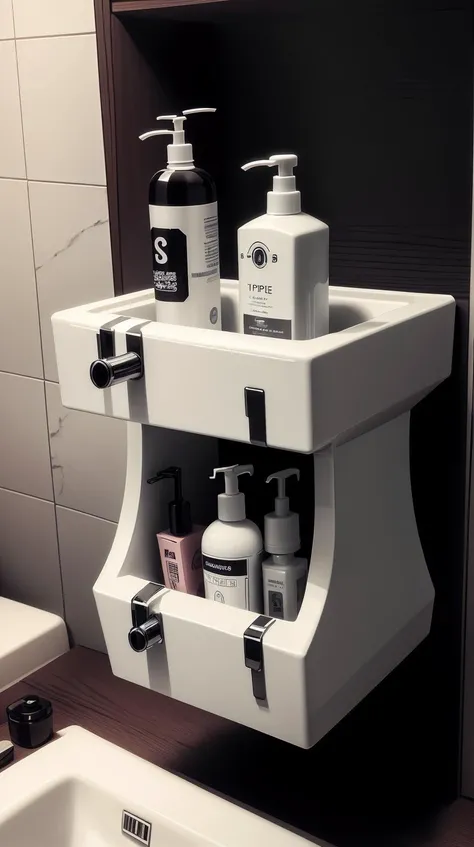 <lora:TheEmpireStyle:1> TheEmpireStyle, white, Bathroom essentials, hi-tech plastic