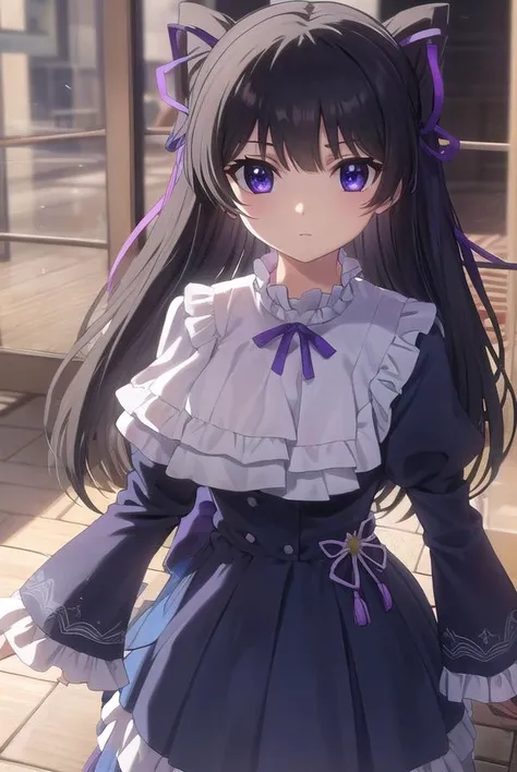 kirayurasakurazuki, <lora:kira yura sakurazuki s1-lora-nochekaiser:1>,
kira yura sakurazuki, long hair, black hair, (purple eyes:1.1), hair ribbon, antenna hair, twintails, purple ribbon,
BREAK long sleeves, puffy sleeves, juliet sleeves, frills, dress, bl...