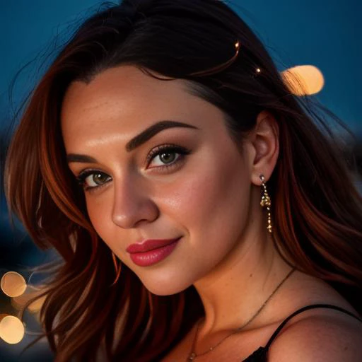 RAW uhd closeup portrait photo of ClioRecinelli walking down a dark alleyway nighttime city background, (red sundress), (cleavage), detailed , highly detailed glossy eyes, (looking at the camera), specular lighting, dslr, ultra quality, sharp focus, tack s...