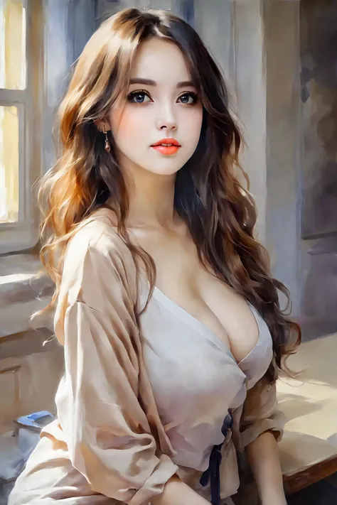 oil painting, vivid colors, beautiful light,
masterpiece, best quality, 1girl,  <lora:kwFemale_Beta40-SDXL_v1:1>, cleavage