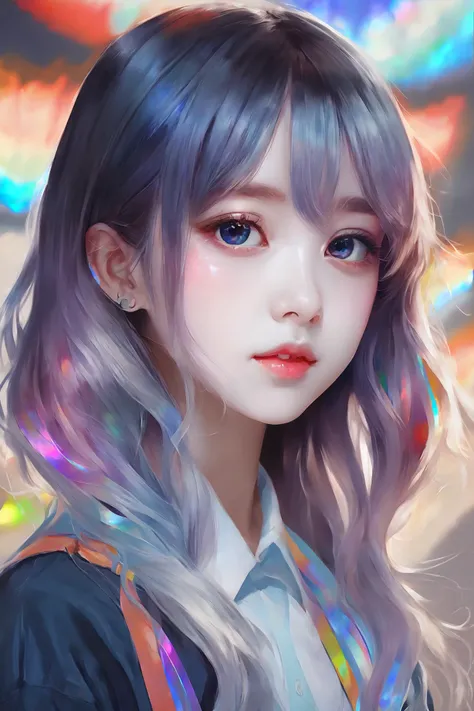 iridescent painting, prismatic, holographic, chromatic aberration,
Masterpiece, best quality, 1girl,  <lora:kwFemale_Beta40-SDXL_v1:1>, chinese,waifu