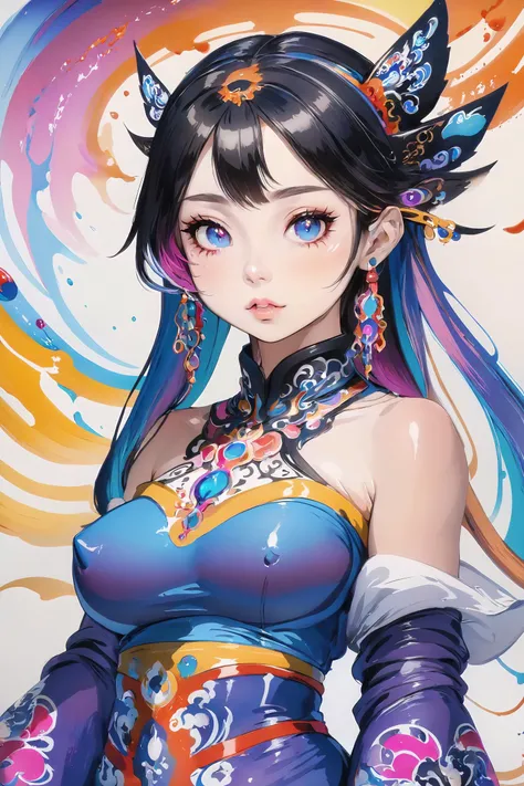 Colorful, multiple colors, intricate detail, splash screen, photorealistic, intricately detailed fluid gouache painting, calligraphy, acrylic, watercolor art,
masterpiece, best quality, 1girl,  <lora:kwFemaleBeta42_SDXL_v1:1>, asian,waifu