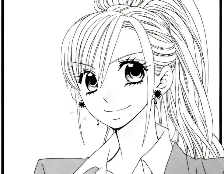 a close up of a person with a ponytail and a tie