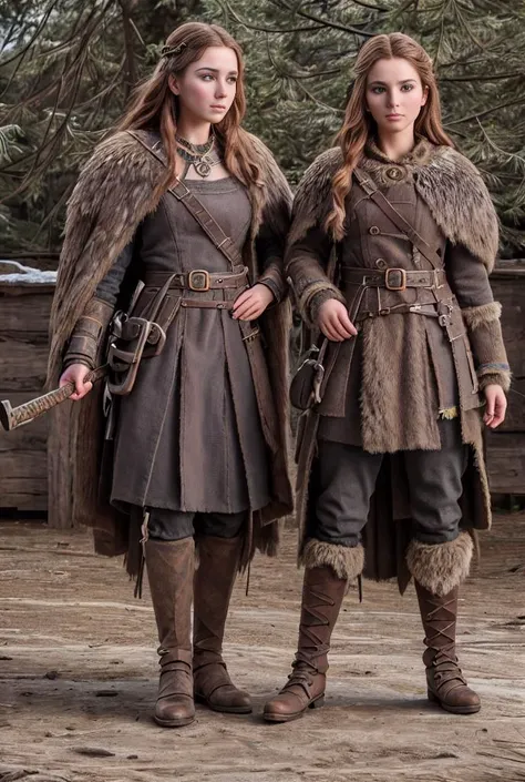 two women dressed in medieval clothing standing next to each other