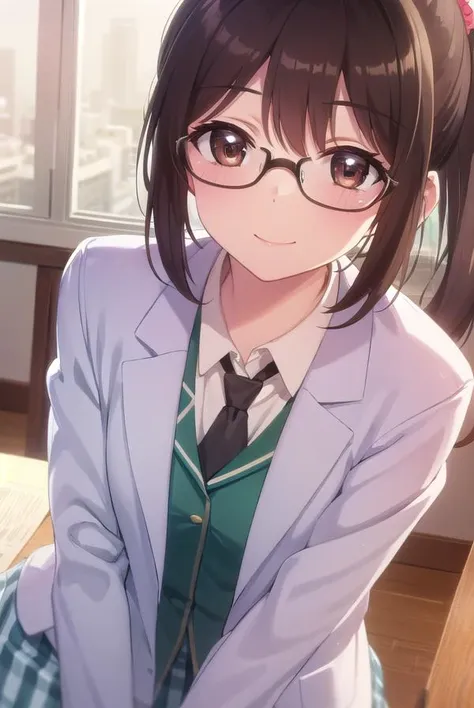 rikashiguma, <lora:rika shiguma s2-lora-nochekaiser:1>,
rika shiguma, brown hair, (brown eyes:1.3), ponytail, glasses, scrunchie, yellow scrunchie, smile,
BREAK school uniform, necktie, labcoat,
BREAK indoors, classroom,
BREAK looking at viewer, (cowboy sh...