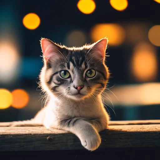 there is a cat that is sitting on a wooden ledge