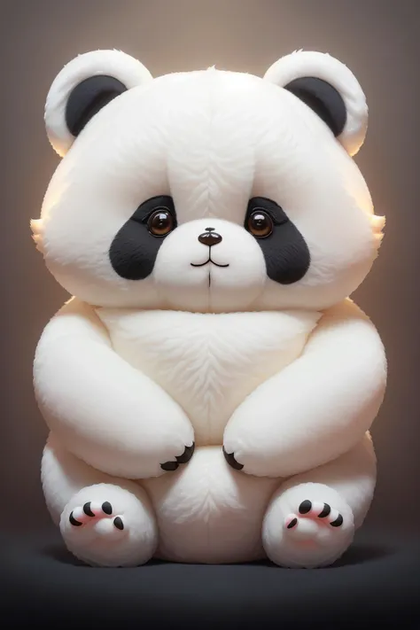 a soft light-illuminated fluffy panda bear, designed to be irresistibly cute like a hairy toy, (warm and inviting lighting:1.4), (plush toy panda aesthetic:1.3), (appealing toy-like features:1.4), (captivating and delightful:1.4), 8K ultra-high resolution,...