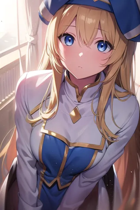 priestess, <lyco:priestess-LYCORIStest:1>, priestess, blonde hair, blue eyes, long hair, hat, (small breast:1.2),
BREAK ,
BREAK looking at viewer,
BREAK city,
BREAK <lora:GoodHands-vanilla:1>, (masterpiece:1.2), best quality, high resolution, unity 8k wall...