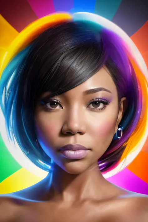 floating gabrielleU3 made of ribbons, smoke, in the sky, colorful and vibrant, mystical colors, contemporary impressionism, yanjun cheng portrait painting, iridescent painting, 3/4 perspective view, cute face, low angle, sweeping circling composition, larg...