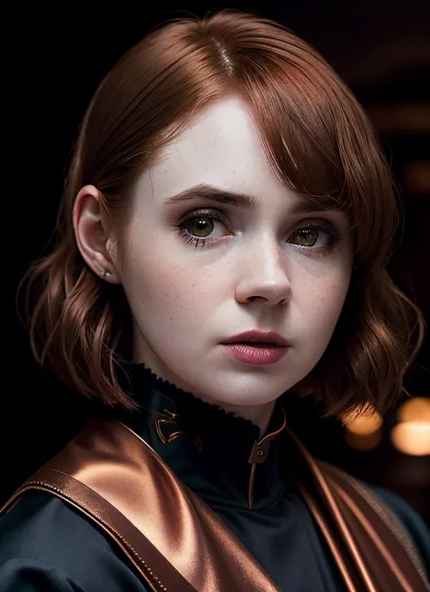 portrait of skswoman, naughty_face , wearing satin , with copper Lob (long bob) , background winter epic (photo, studio lighting, hard light, sony a7, 50 mm, matte skin, pores, colors, hyperdetailed, hyperrealistic), <lyco:Karen Gillan:1.2>