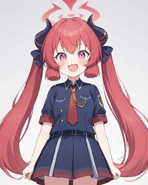 junko (blue archive),1girl, horns, solo, fang, white_background, twintails, simple_background, halo, looking_at_viewer, skirt, open_mouth, school_uniform, blush, red_necktie
<lora:junko_(blue_archive)_image691_2023-11-28-000012:1>halo. gorgeous,key visual,...