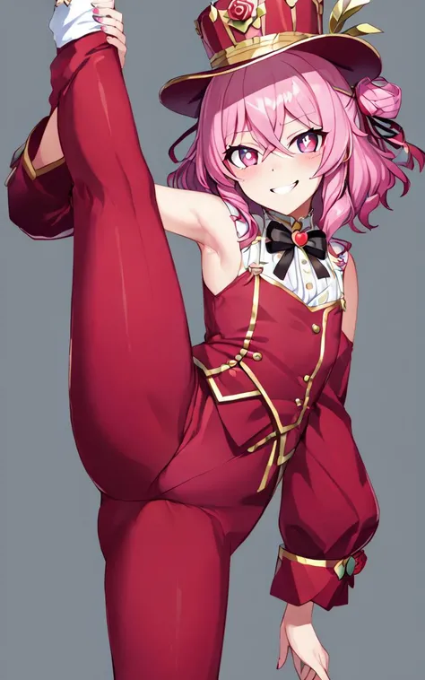 <lora:_sdxl-ibalance:1.0> ibalance, standing on one leg, leg_lift, standing_split leg, Holding leg, 1girl, 1girl, rosemi lovelock (1st costume), nijisanji