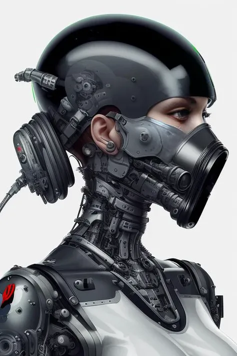 upper body portrait latex futuristic covered face cyborg mechanical dieselpunk goth girl bird helmet gas mask nike logo designed by apple <hypernet:dr0ne:1>