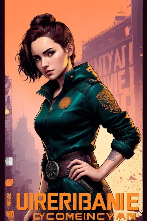 photo of captivating (iv4n4b4quero-120:1.05), a woman as a (urban warrior:1.1), Indie game art, (Infographics photo, vintage-style photography, professional photoshoot, (medium shot), (waist up), retro fashion photo, Direct gaze towards the camera, aloof e...