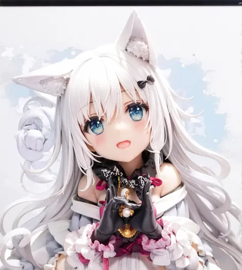 ((white_hair)), nekomimi, hands holdings