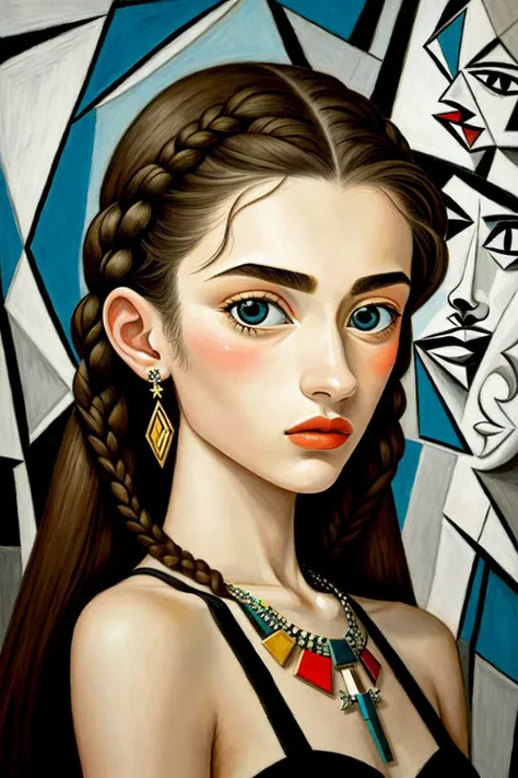 a painting of a woman with a braid in her hair