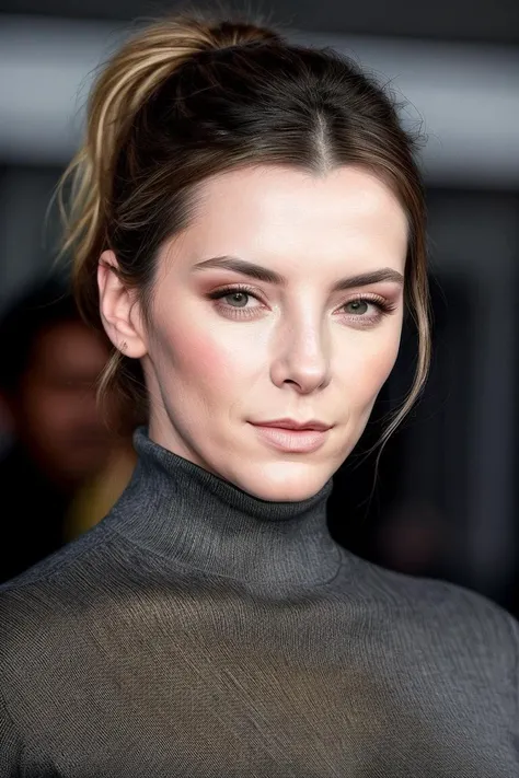 a photo of b3ttyg1lp1n, a woman (wearing a turtleneck jumper), on a premiere movie event, standing on the red carpet, (focus on face:1.2), (masterpiece:1.2), (photorealistic:1.2), (bokeh), (best quality), (detailed skin:1.2), (intricate details), (8k), (HD...