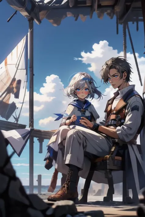 1girl and 1boy ,fantasy, sailing