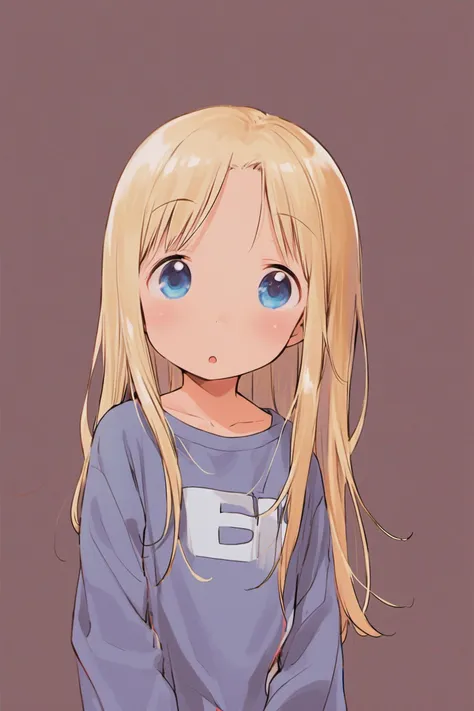 anime girl with blonde hair and blue eyes sitting on a chair