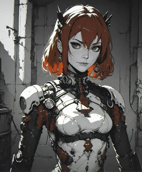 score_9, score_8_up, score_7_up, 1girl, Scarlet red hair   <lora:Xenotrip13:1> xenotr1p, monochrome