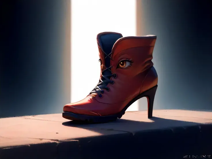 a close up of a pair of red high heeled shoes on a ledge