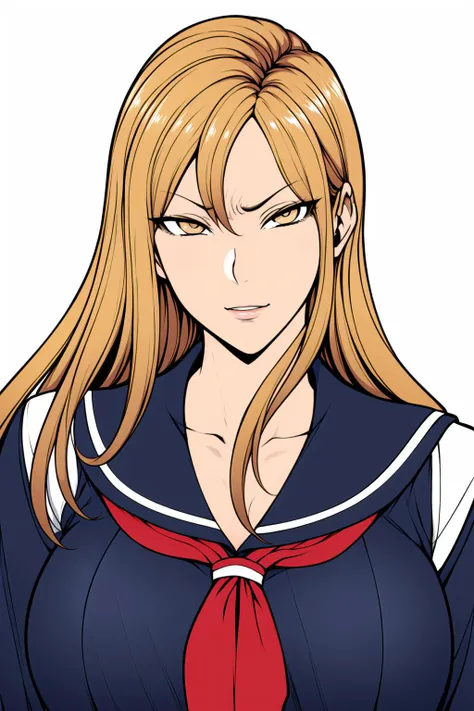 a woman with long blonde hair wearing a sailor outfit