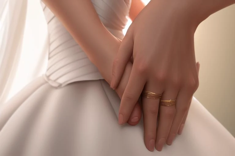 [macro closeups biotic wedding photo of humans interlocking holding hands, proper proportions, copy paste, vibrant colors, prior...