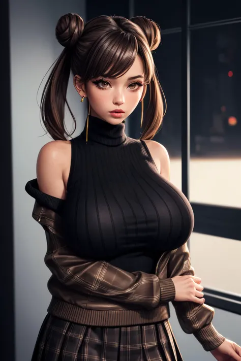 (ultra realistic,32k,RAW photo:1.1),(high detailed skin:1.1), 8k uhd, dslr, high quality, film grain, (makeup, mascara:1.1), lips,(thicklips), 
(shiny glossy translucent clothing:1.1), <lora:sonoda_chiyoko_v1:0.7>eechiyoko, double bun, twintails, hairclip,...