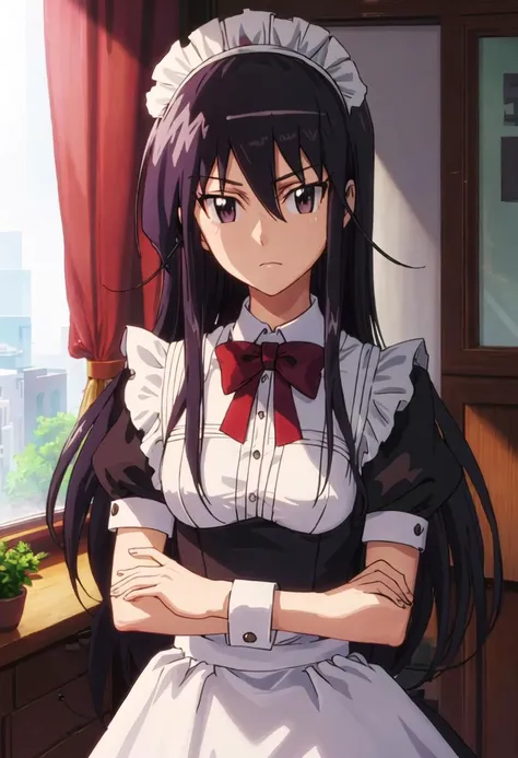 best quality, masterpiece, highres, solo, {amakusa_shino_seitokaiyakuindomo:0.90}, {maid:1.40}, {long maid dress:1.15}