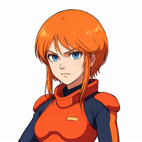 masterpiece,high quality,(white background:1.5),solo,
<lora:elpeople008:0.5>,scowl,
elpeople,1loli,plespacepilotsuit,
short hair,orange hair,bangs,short hair with long locks,sidelocks,hair between eyes,blue eyes,
black  spacepilotsuit,
gloves,
looking at v...