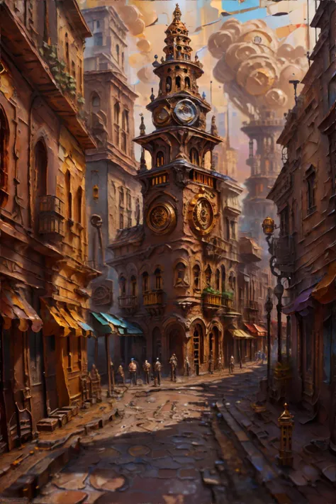 <lora:thickimpasto:1.0>, thick impasto painting of steampunk city, <clip:skip:2>, masterpiece, 8k, high resolution, shallow depth of field, sharp focus