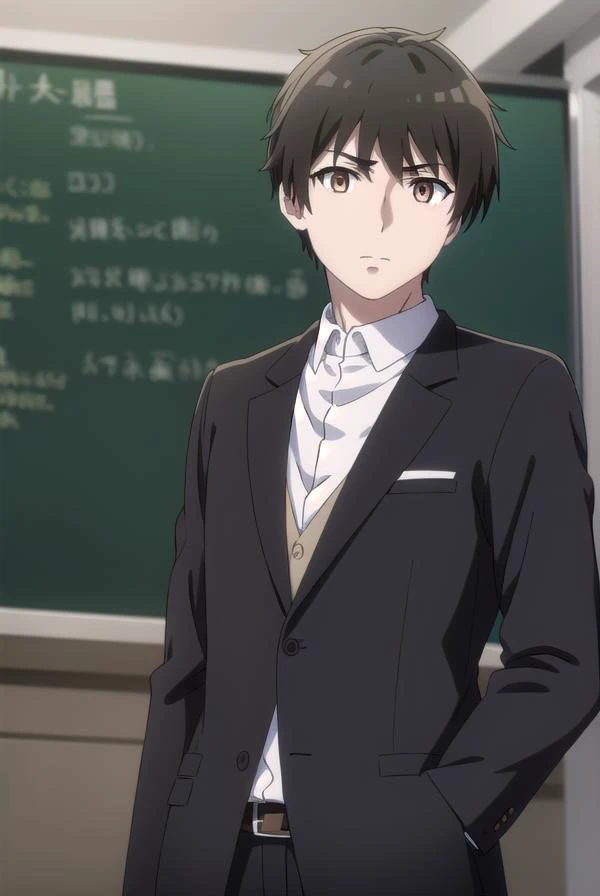 kimihikokimizuka, <lora:kimihiko kimizuka s1-lora-nochekaiser:1>,
kimihiko kimizuka, short hair, brown hair, black hair, (brown eyes:1.5), male focus,
BREAK shirt, jacket, white shirt, collared shirt, belt, pants, black jacket, black pants, formal, suit,
B...