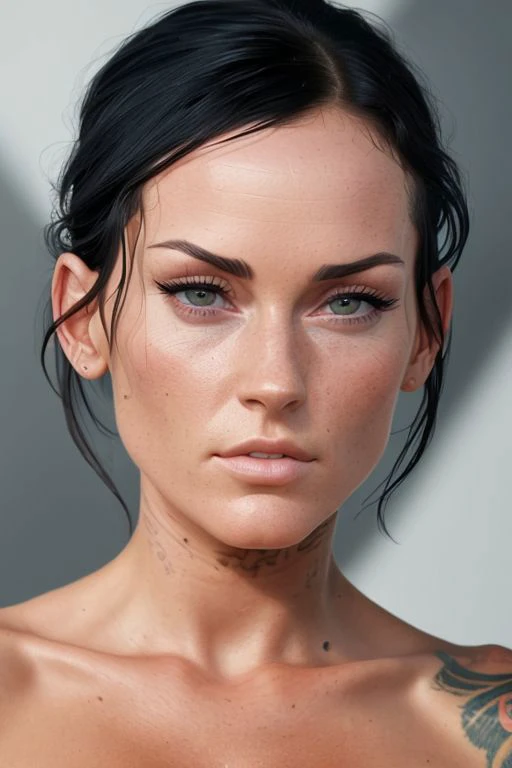 (CR-KaylaLauren-Supremo:0.99), full color face portrait of woman, (nude:1.0), (oiled shiny skin:1.0), face focus,
masterpiece, best quality, sharp focus, highres 8k uhd, ultra-detailed, rim light, deep grey background,