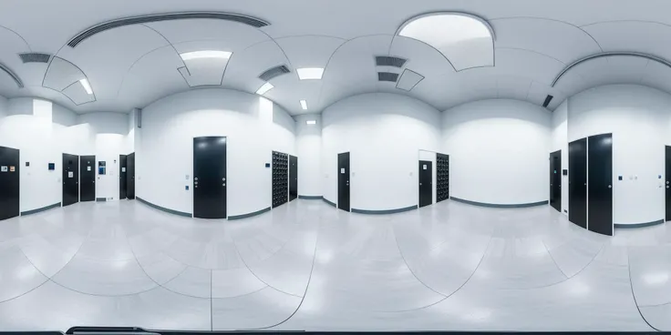 <lora:latentlabs360_v01:1.0> 
High-tech room, Server Room, White walls, Floor tiles, Desks and office chairs, Bright and huge ceiling lights,
 masterpiece, (best quality:1.2), (ultra detailed:1.2), ultra high res, (realistic:1.3), (photorealistic:1.5), sha...